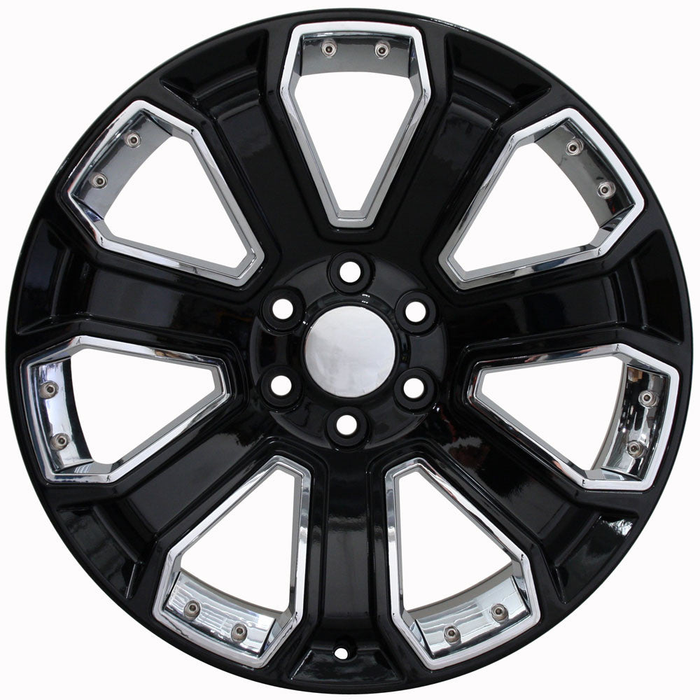 22 Inch Gloss Black With Chrome Inserts GM Replica Wheel