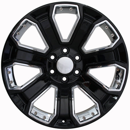 22 Inch Gloss Black With Chrome Inserts GM Replica Wheel