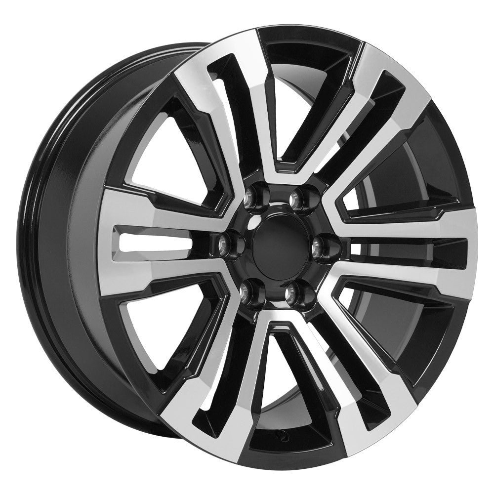 20 Inch Black and Machine Denali Style Split Spoke GM Replica Wheel