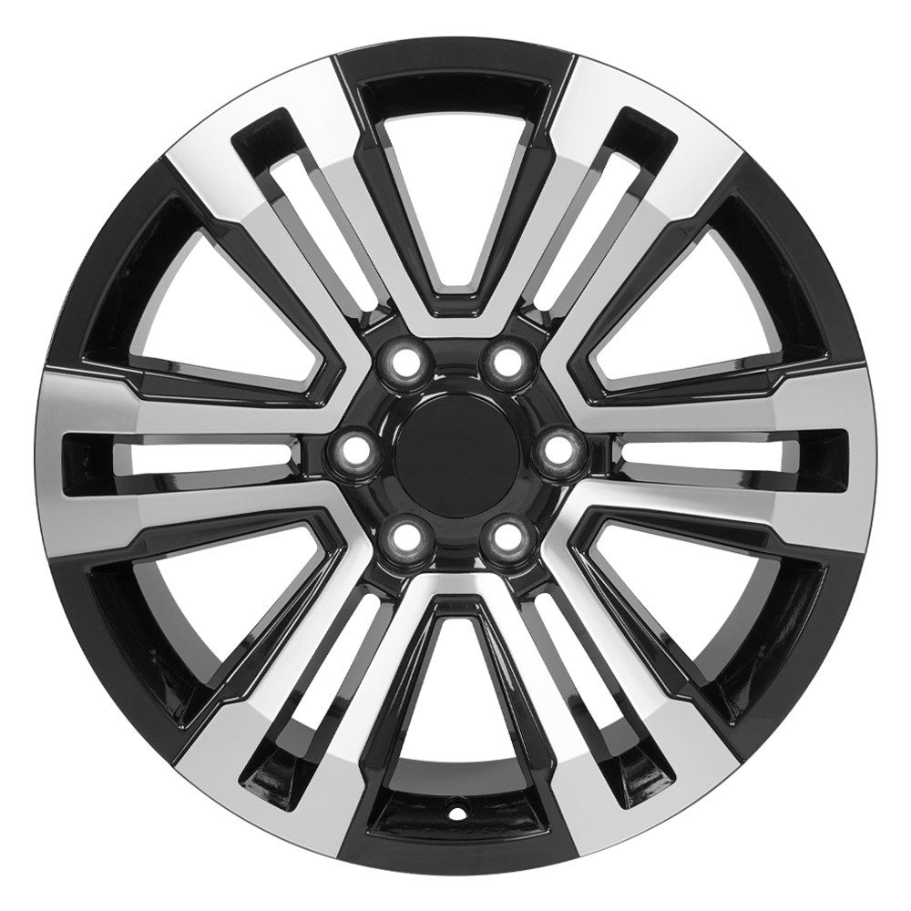 20 Inch Black and Machine Denali Style Split Spoke GM Replica Wheel