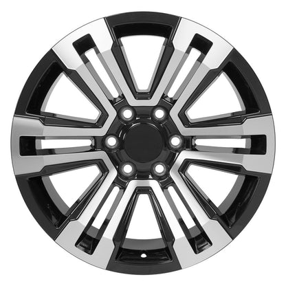 22 Inch Black and Machine Denali Style Split Spoke GM Replica Wheel