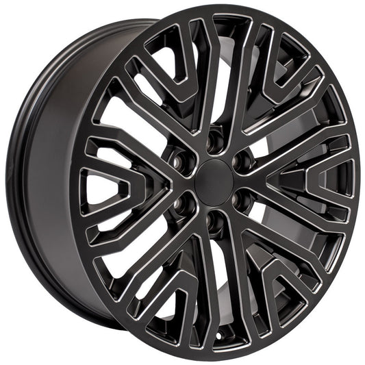 22 Inch Black with Milled Edge Six Split Spoke GM Replica Wheel