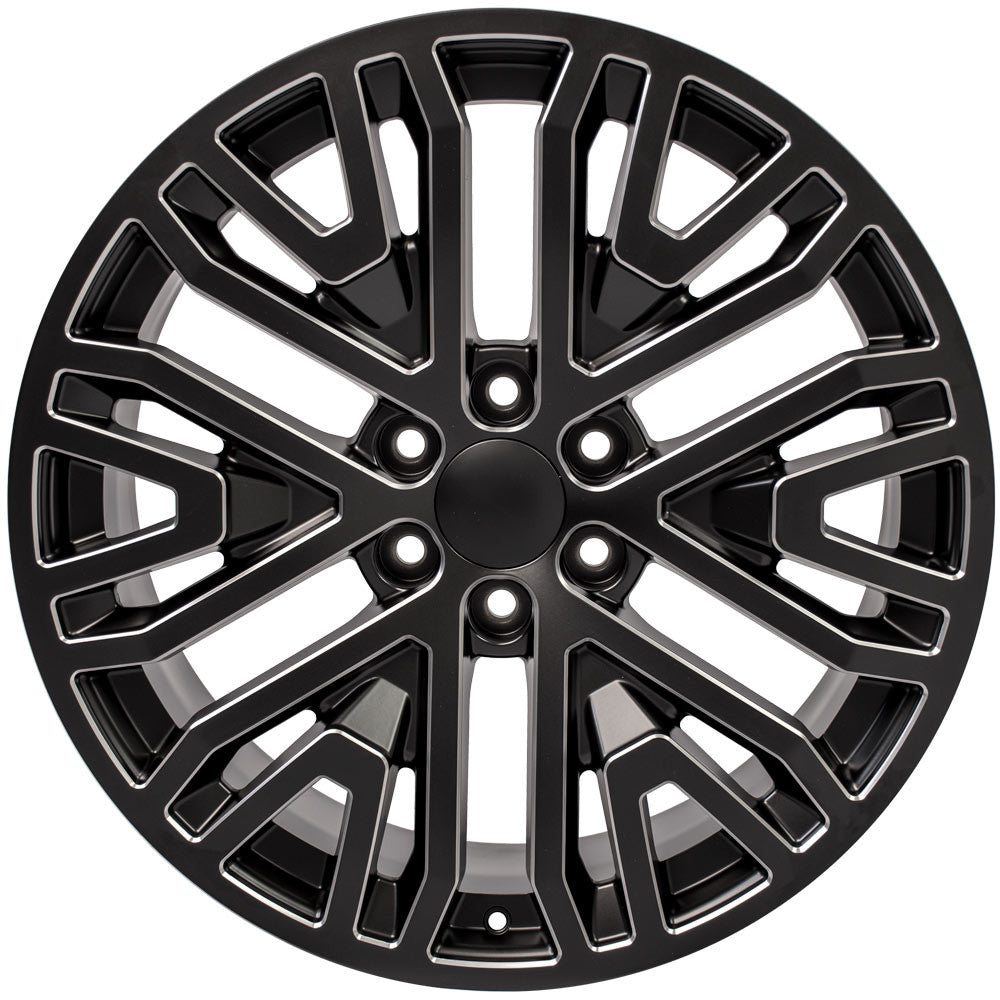 22 Inch Black with Milled Edge Six Split Spoke GM Replica Wheel