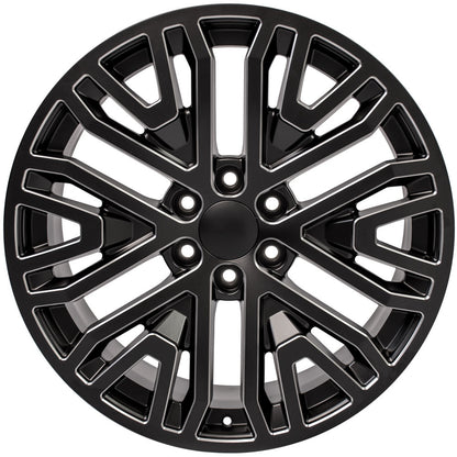 22 Inch Black with Milled Edge Six Split Spoke GM Replica Wheel