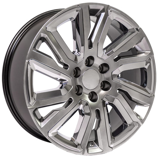 22 Inch Hyper Silver with Angled Chrome Insert GM Replica Wheel