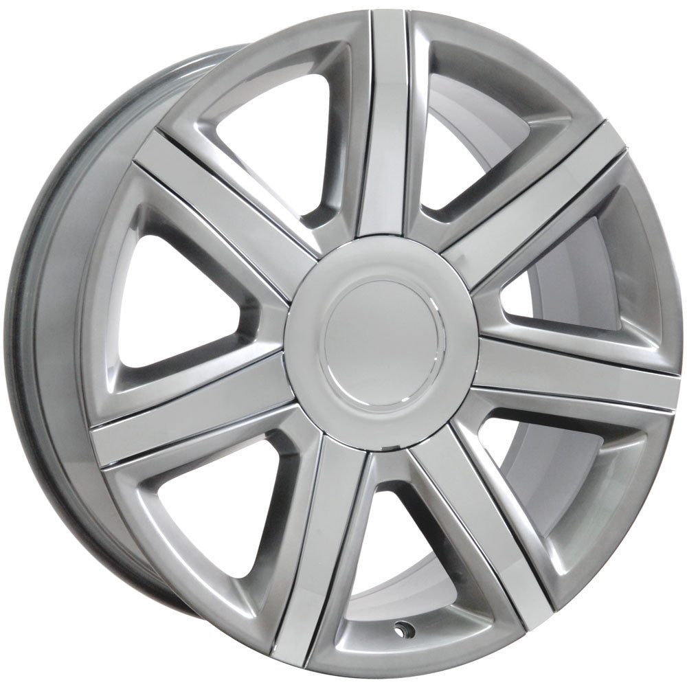 22 Inch Hyper Silver With Chrome Insert Escalade Style GM Replica Wheel