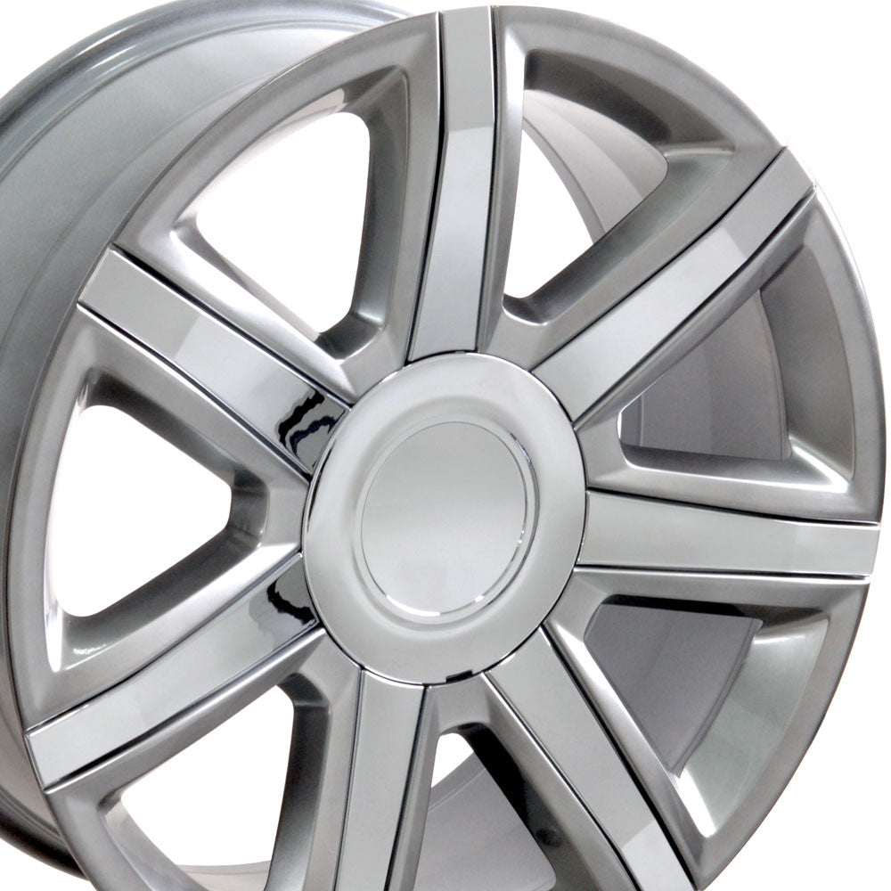 22 Inch Hyper Silver With Chrome Insert Escalade Style GM Replica Wheel