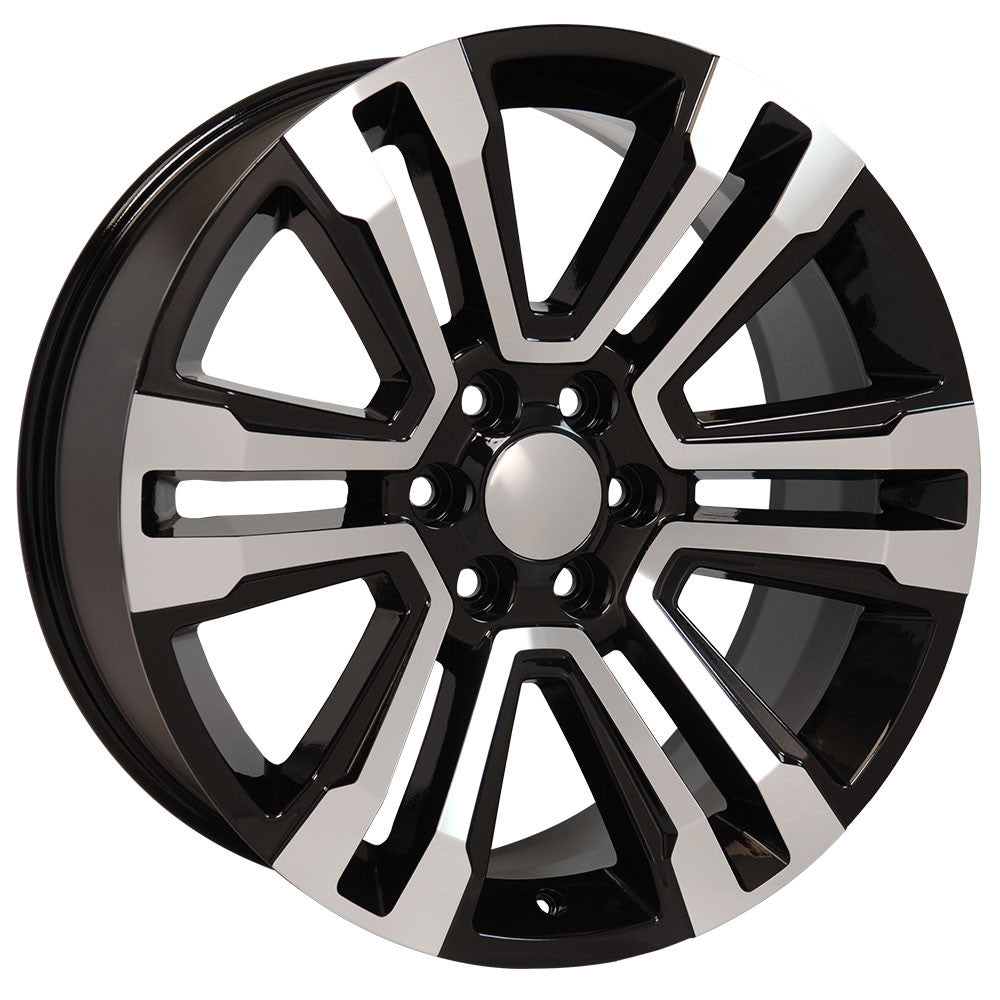 22 Inch Black and Machine Denali Style Split Spoke GM Replica Wheel