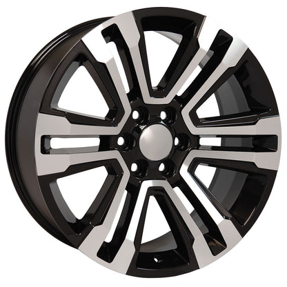 22 Inch Black and Machine Denali Style Split Spoke GM Replica Wheel