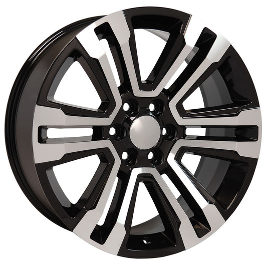 22 Inch Black and Machine Denali Style Split Spoke GM Replica Wheel