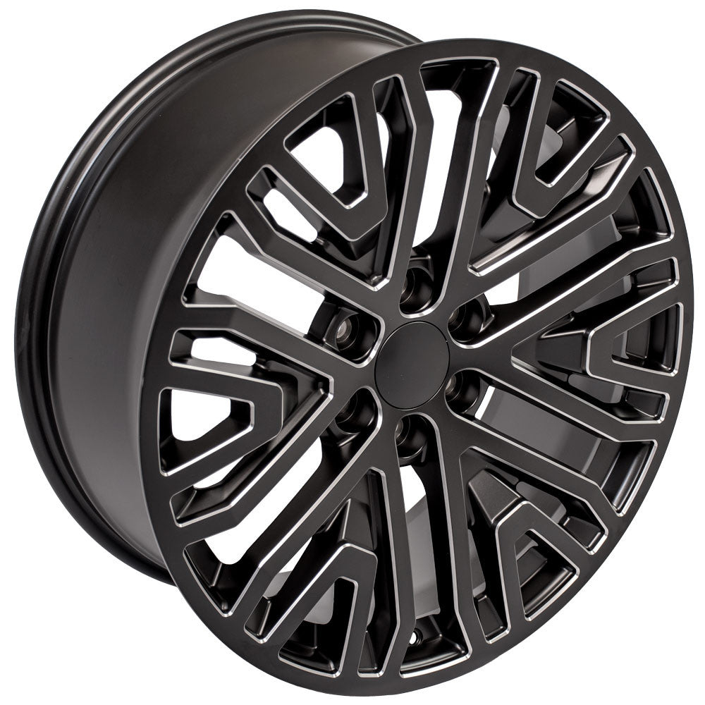 22 Inch Black with Milled Edge Six Split Spoke GM Replica Wheel