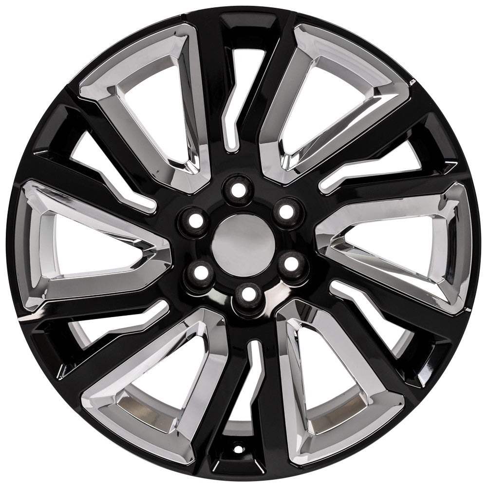 22 Inch Gloss Black with Angled Chrome Insert GM Replica Wheel