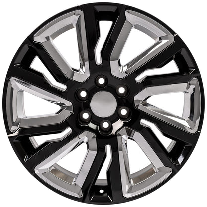 22 Inch Gloss Black with Angled Chrome Insert GM Replica Wheel