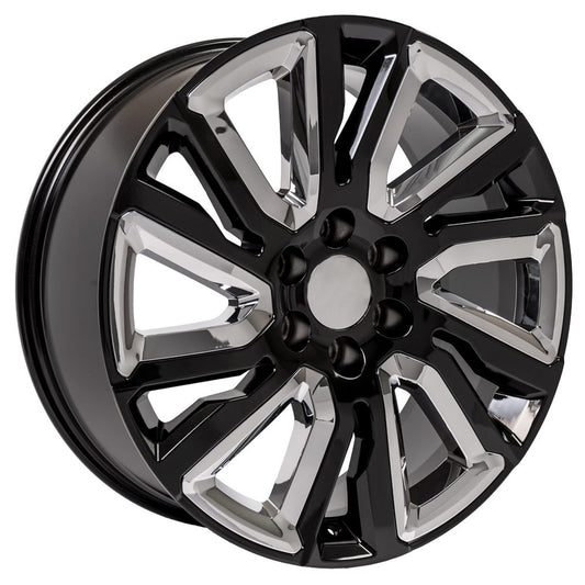 22 Inch Gloss Black with Angled Chrome Insert GM Replica Wheel