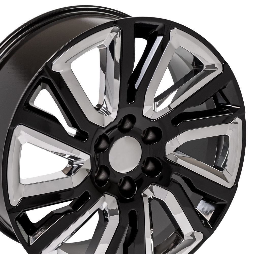 22 Inch Gloss Black with Angled Chrome Insert GM Replica Wheel