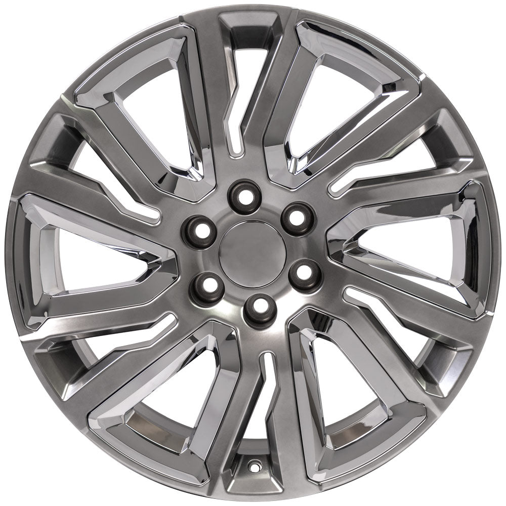 22 Inch Hyper Silver with Angled Chrome Insert GM Replica Wheel