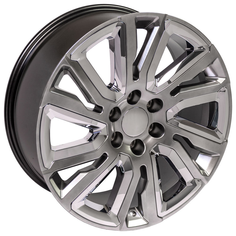 22 Inch Hyper Silver with Angled Chrome Insert GM Replica Wheel