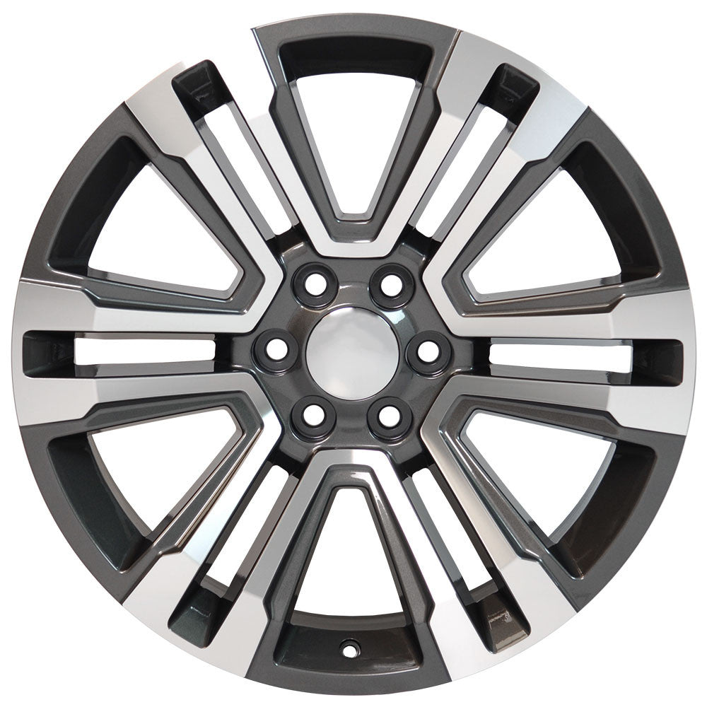 20 Inch Gunmetal and Machine Denali Style Split Spoke GM Replica Wheel