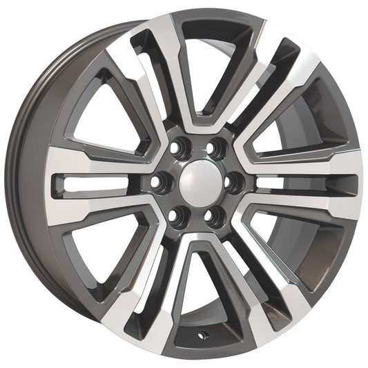 22 Inch Gunmetal and Machine Denali Style Split Spoke GM Replica Wheel