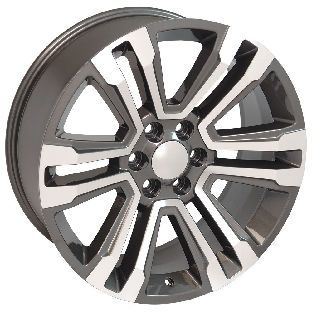 22 Inch Gunmetal and Machine Denali Style Split Spoke GM Replica Wheel