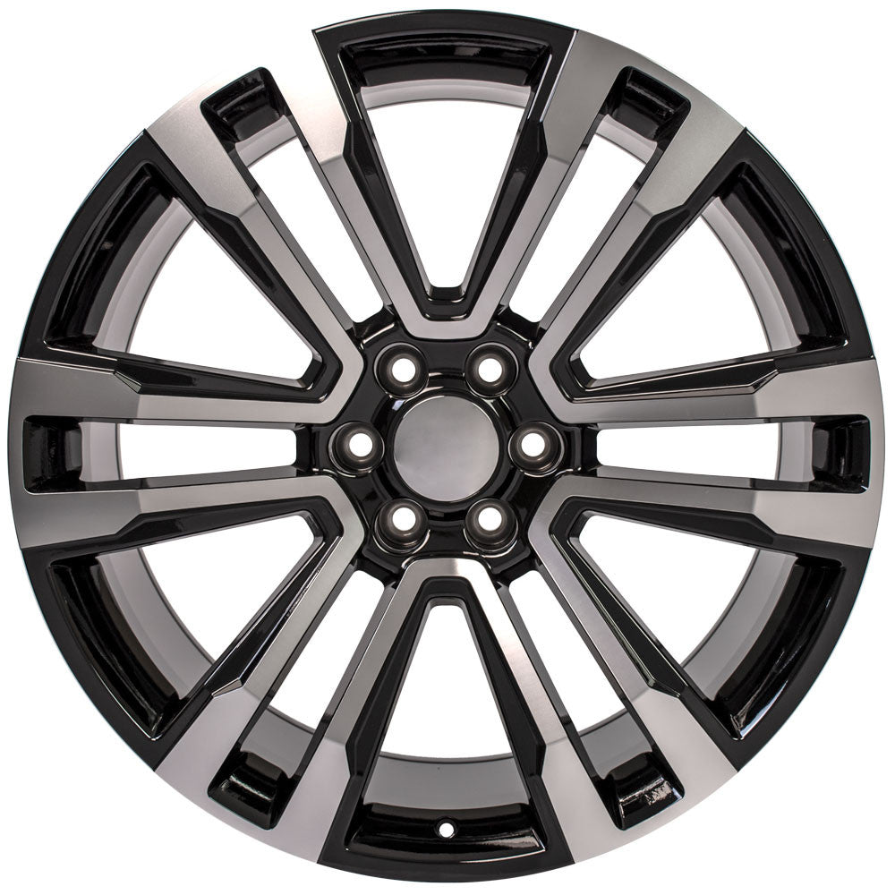 24 Inch Black and Machine Denali Style Split Spoke GM Replica Wheel