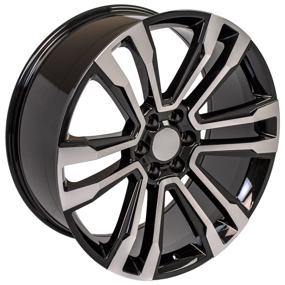 24 Inch Black and Machine Denali Style Split Spoke GM Replica Wheel