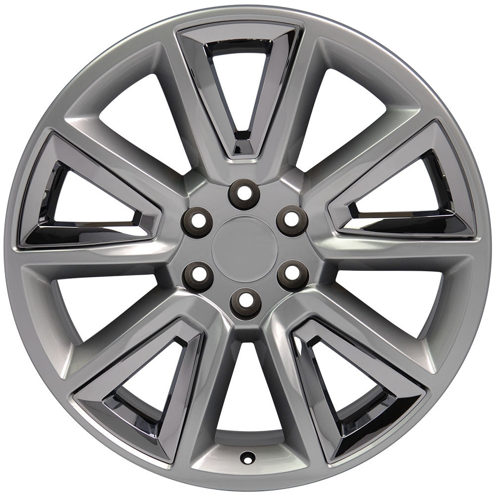 20 Inch Hyper Silver With New V Style Chrome Inserts GM Replica Wheel