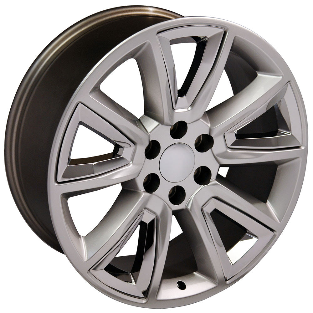 20 Inch Hyper Silver With New V Style Chrome Inserts GM Replica Wheel