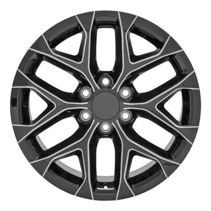 22 Inch Gloss Black Milled Snowflake GM Replica Wheel