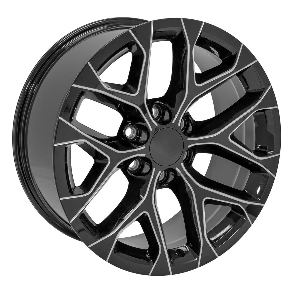 24 Inch Gloss Black Milled Snowflake GM Replica Wheel