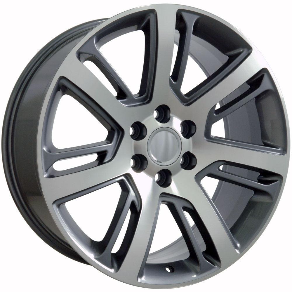 22 Inch Gunmetal and Machine Quarter Split Spoke GM Replica Wheel