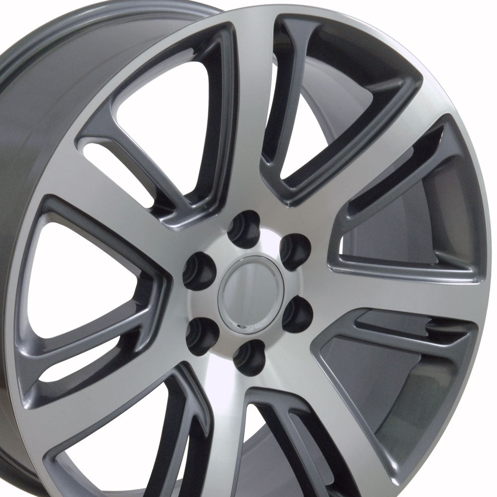 22 Inch Gunmetal and Machine Quarter Split Spoke GM Replica Wheel