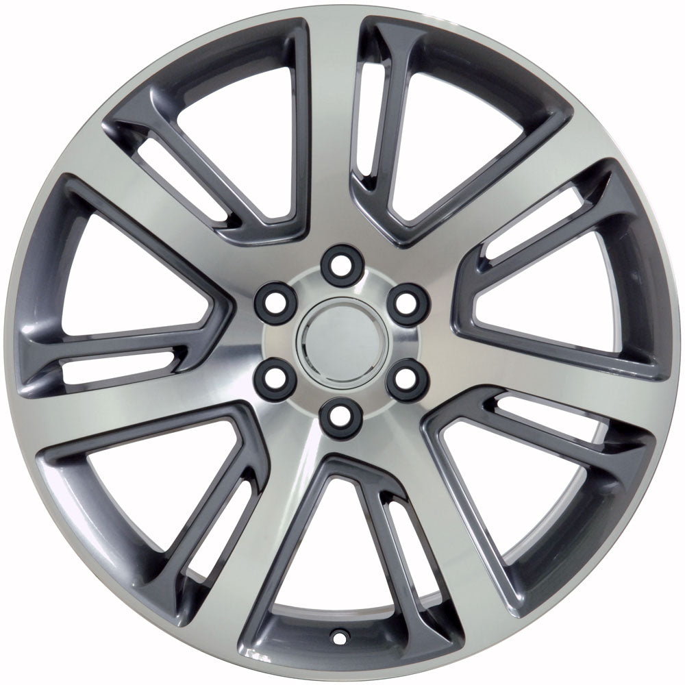 22 Inch Gunmetal and Machine Quarter Split Spoke GM Replica Wheel